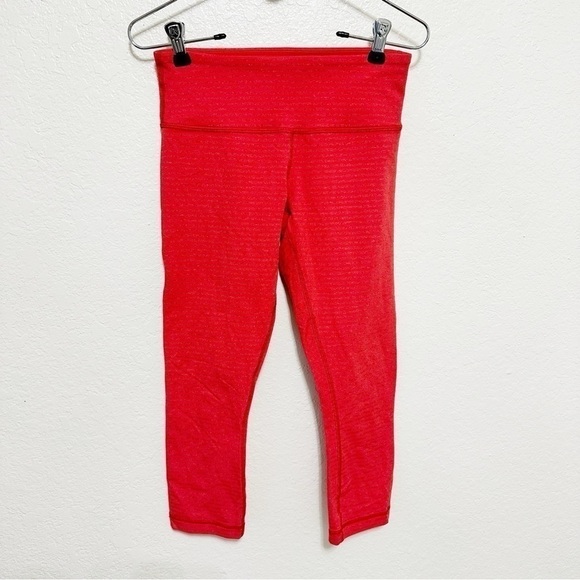 Lululemon Wunder Under Crop Slope Stripe Love Red Heathered Fiery Red size 4 - Picture 9 of 9